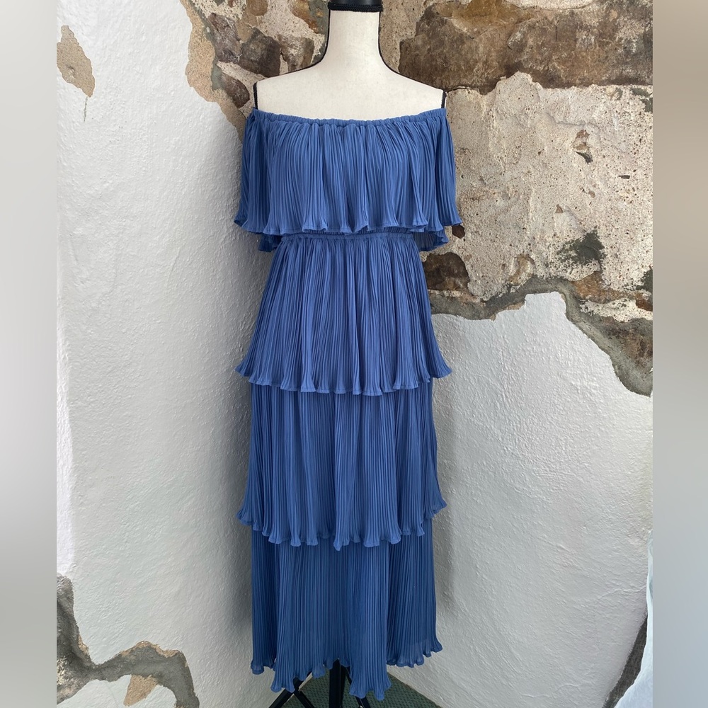 Baltic Born Size S Blue Layered Off The Shoulder Dress